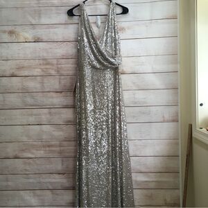 BHLDN Silver Sequin Gown